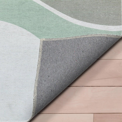 Curved Rainbow Modern Multi Color Area Flat-Weave Rug Well Woven