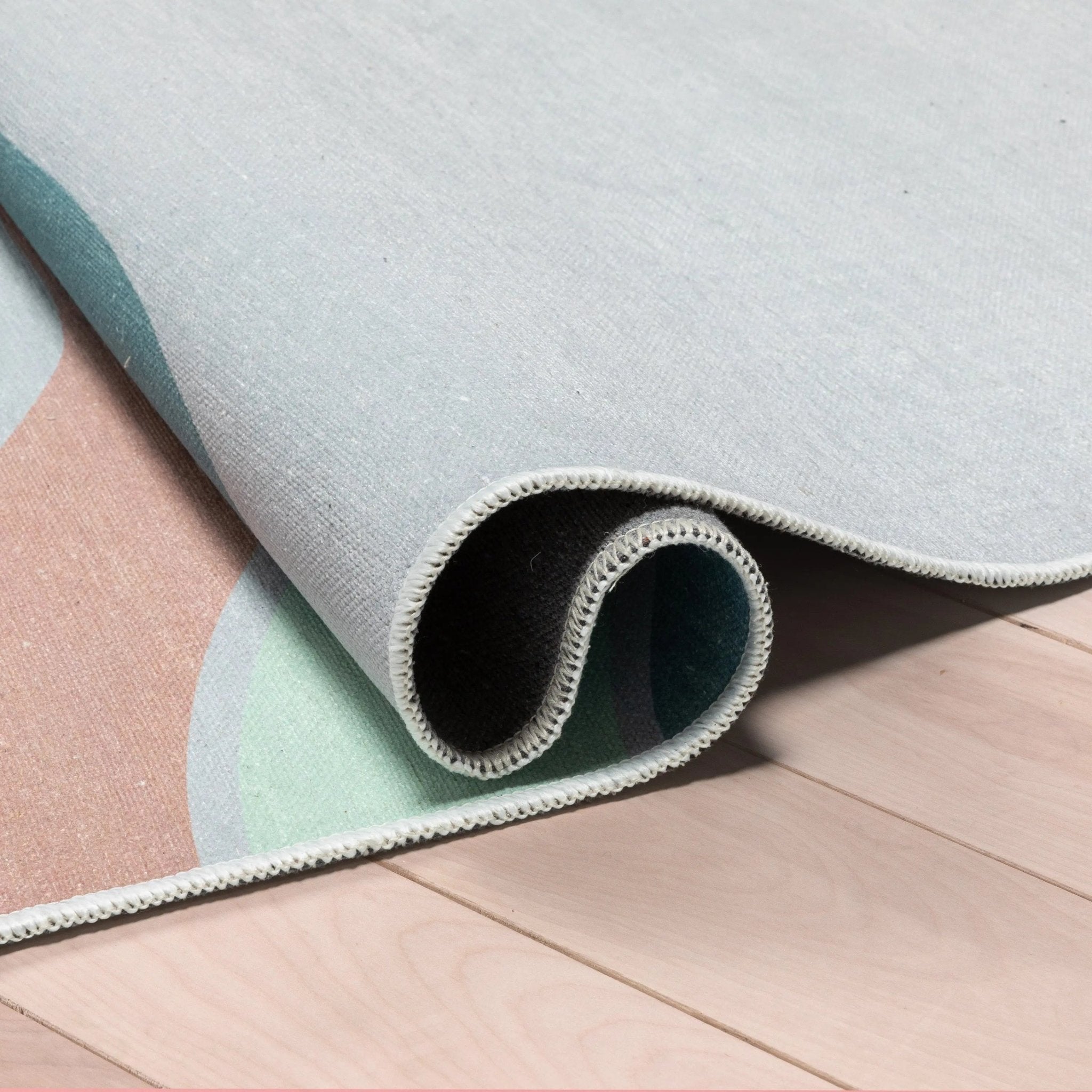 Curved Rainbow Modern Multi Color Green Area Flat-Weave Rug Well Woven