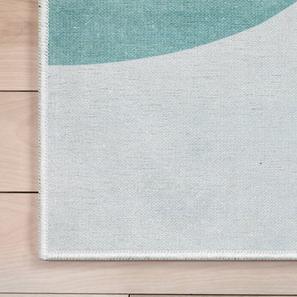 Curved Rainbow Modern Multi Color Green Area Flat-Weave Rug Well Woven