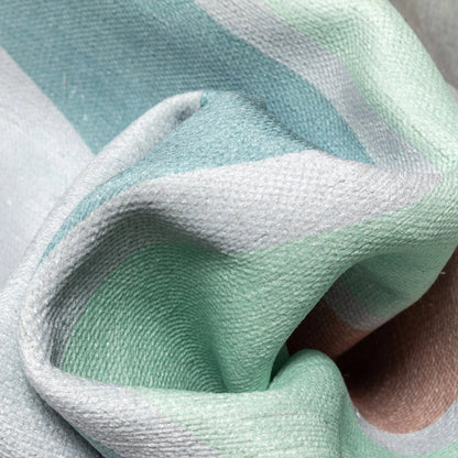 Curved Rainbow Modern Multi Color Green Area Flat-Weave Rug Well Woven