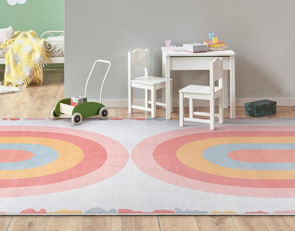 Crescent Rainbow Modern Multi Color Area Flat-Weave Rug Well Woven
