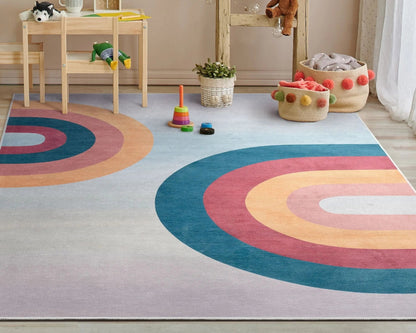 Kaleidoscope Rainbow Modern Multi Color Area Flat-Weave Rug Well Woven