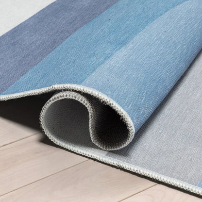 Twilight Rainbow Modern Blue Area Flat-Weave Rug Well Woven