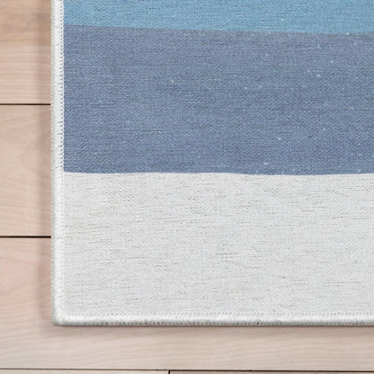 Twilight Rainbow Modern Blue Area Flat-Weave Rug Well Woven