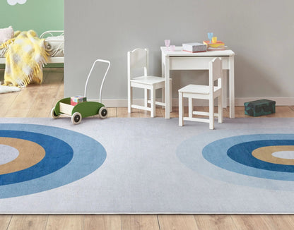 Twilight Rainbow Modern Blue Area Flat-Weave Rug Well Woven
