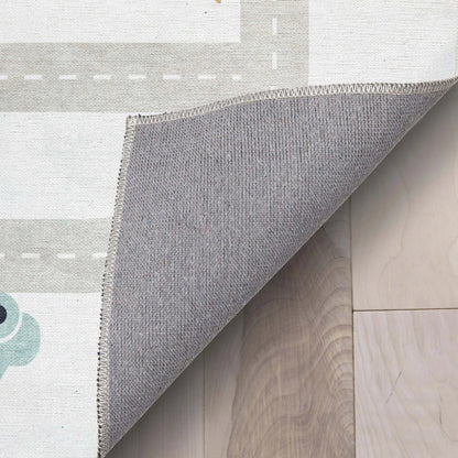 Playful Roads Modern Grey Area Flat-Weave Rug Well Woven