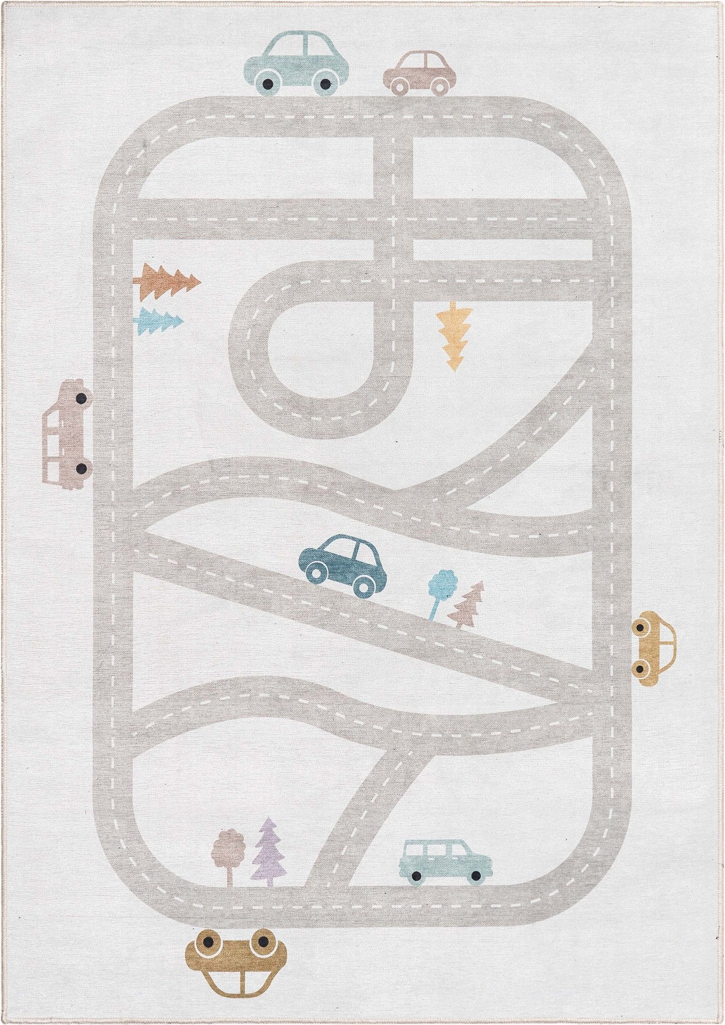 Playful Roads Modern Grey Area Flat-Weave Rug Well Woven