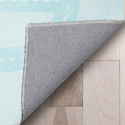 Playful Roads Modern Blue Area Flat-Weave Rug Well Woven