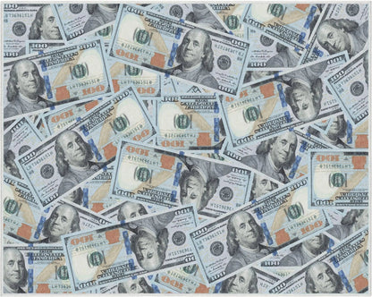 New Hundred Dollar Bill Stacked Green Blue Area Flat-Weave Rug Well Woven