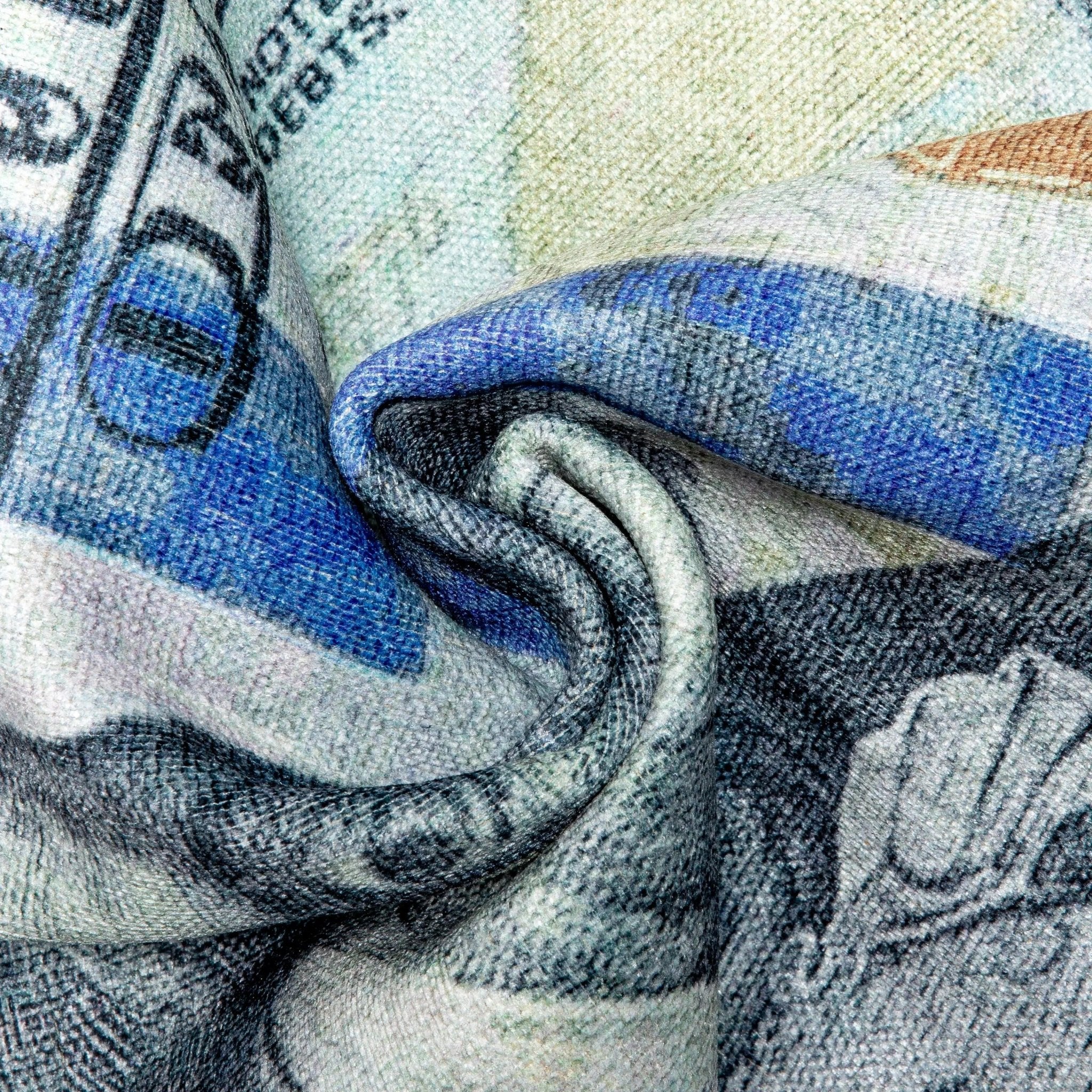 New Hundred Dollar Bill Green Blue Novelty Runner Flat-Weave Rug Well Woven