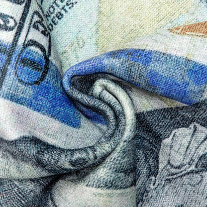 New Hundred Dollar Bill Green Blue Novelty Runner Flat-Weave Rug Well Woven