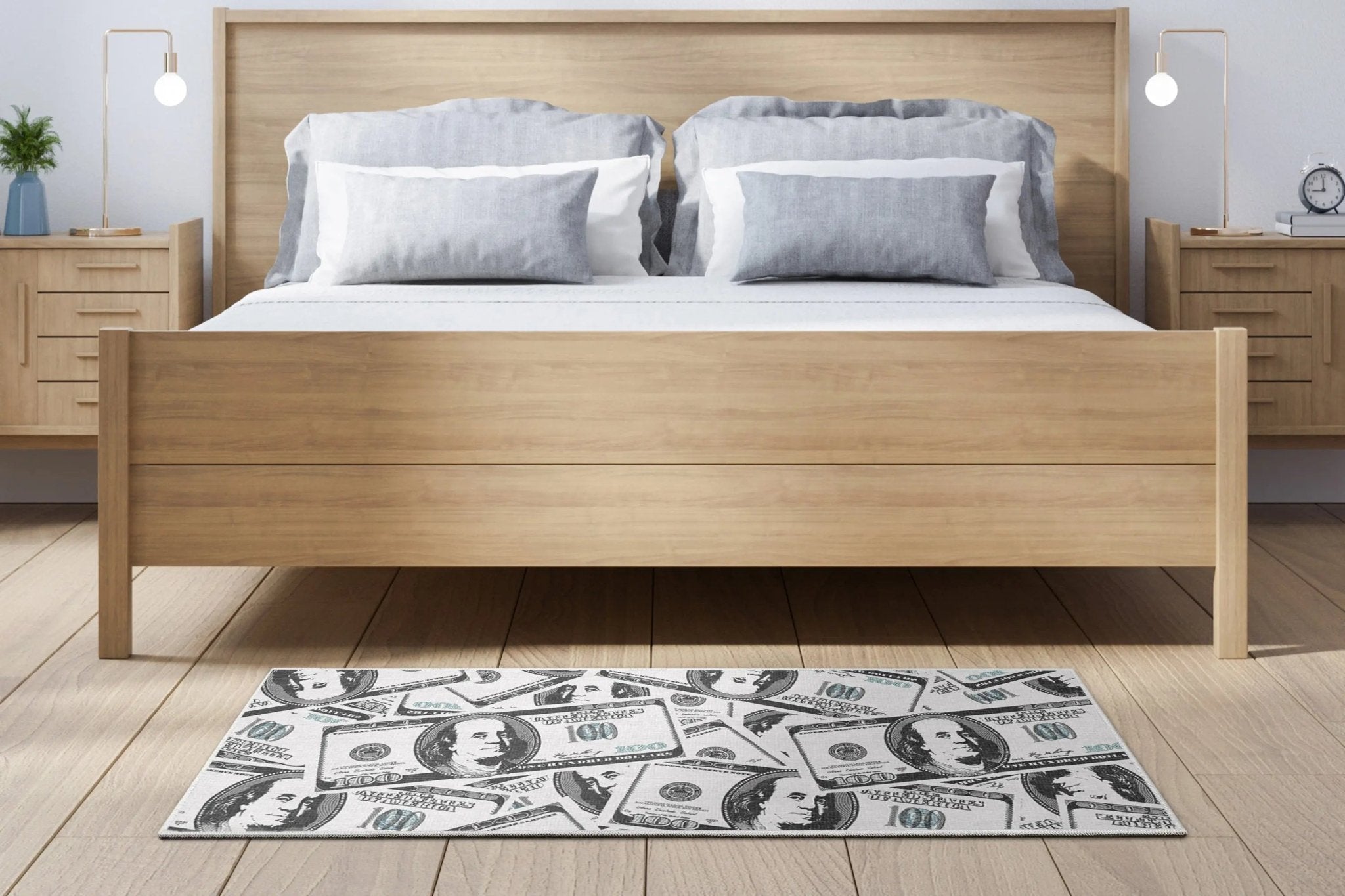 Hundred Dollar Bill Stacked Green Area Flat-Weave Rug Well Woven