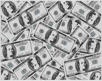 Hundred Dollar Bill Stacked Green Novelty Runner Flat-Weave Rug Well Woven