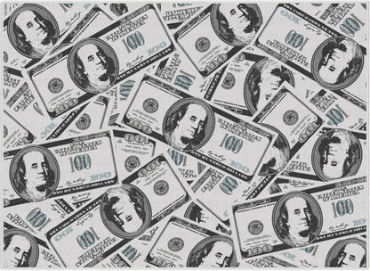 Hundred Dollar Bill Stacked Green Novelty Runner Flat-Weave Rug Well Woven