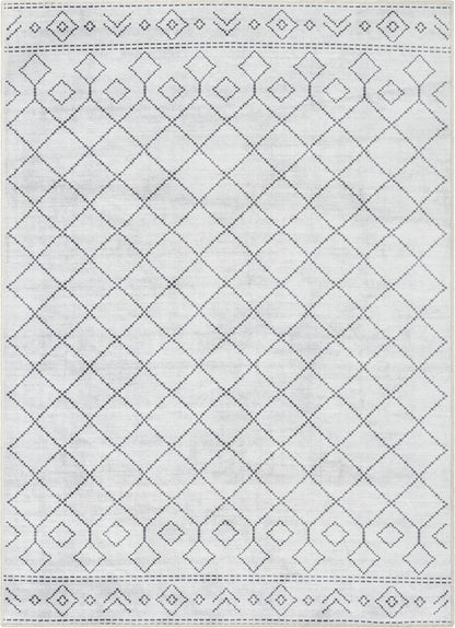 Anastasia Moroccan Trellis Pattern Ivory Grey Area Flat-Weave Rug Well Woven