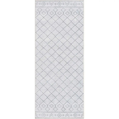 Anastasia Moroccan Trellis Pattern Ivory Grey Area Flat-Weave Rug Well Woven
