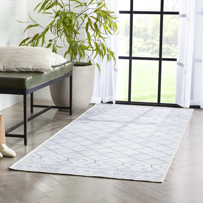 Anastasia Moroccan Trellis Pattern Ivory Grey Area Flat-Weave Rug Well Woven