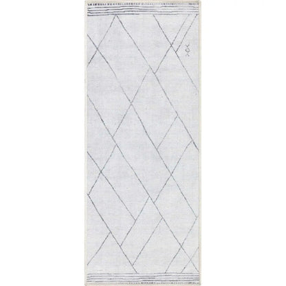 Bryn Moroccan Lattice Trellis Ivory Grey Area Flat-Weave Rug Well Woven