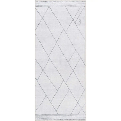 Bryn Moroccan Lattice Trellis Ivory Grey Area Flat-Weave Rug Well Woven