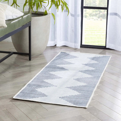 Bree Moroccan Diamond Stripes Ivory Grey Area Flat-Weave Rug Well Woven