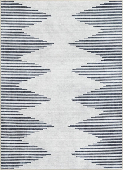 Bree Moroccan Diamond Stripes Ivory Grey Area Flat-Weave Rug Well Woven