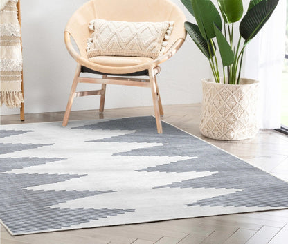Bree Moroccan Diamond Stripes Ivory Grey Area Flat-Weave Rug Well Woven