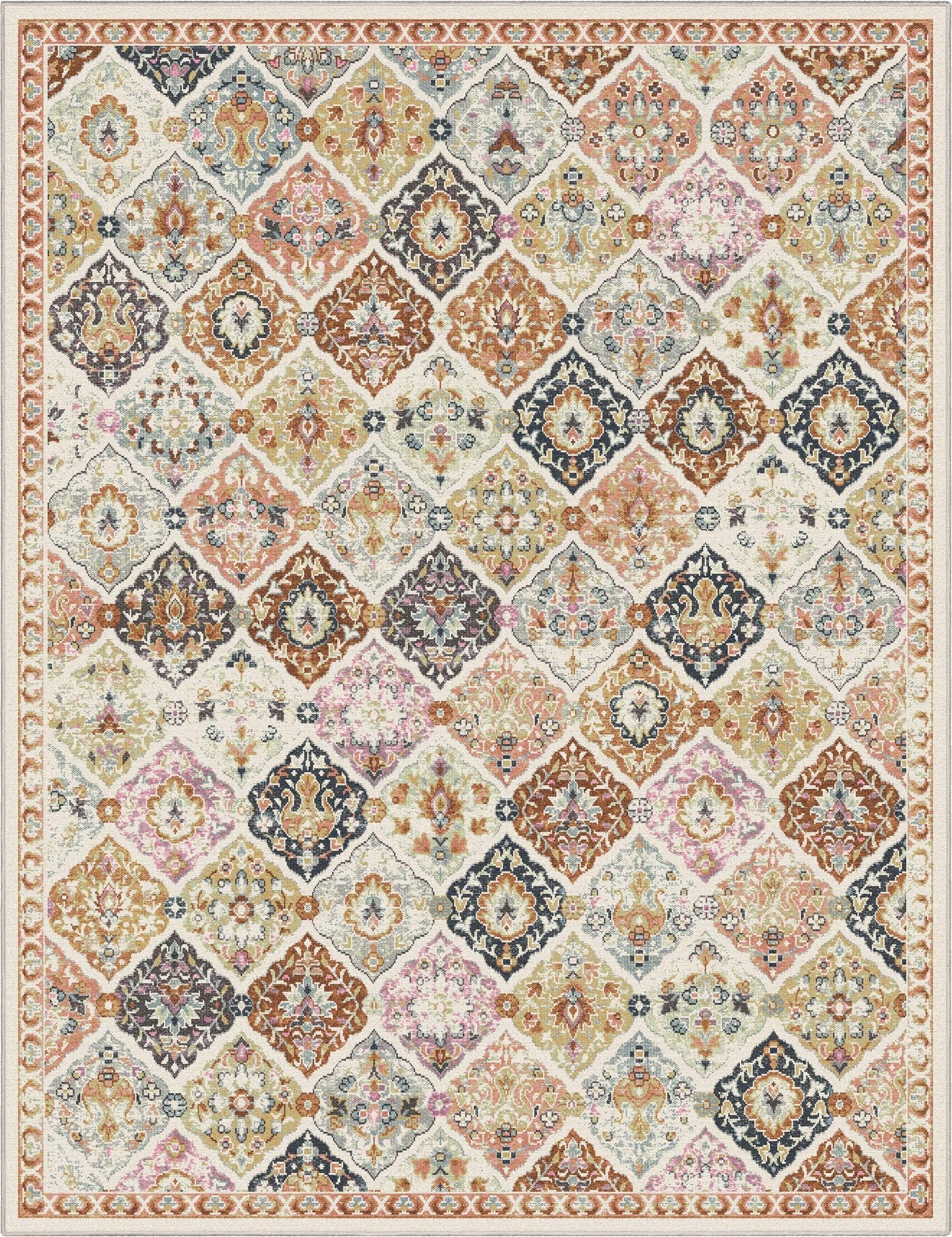 Maeve Vintage Trellis Multi Beige Flat-Weave Rug Well Woven
