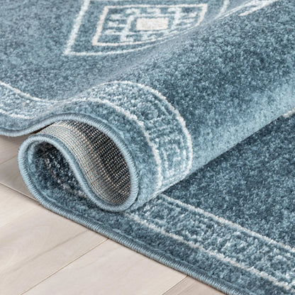 Azra Tribal Medallion Dark Blue Rug Well Woven