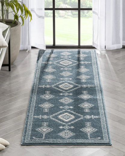 Azra Tribal Medallion Dark Blue Rug Well Woven