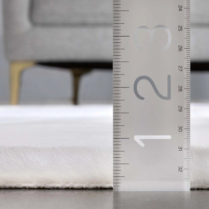 Crest Modern Glam Faux Fur Plush White Shag Rug Well Woven