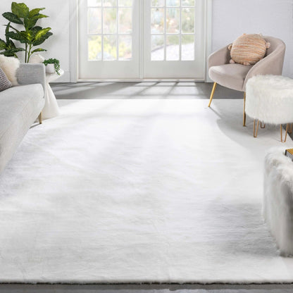 Crest Modern Glam Faux Fur Plush White Shag Rug Well Woven