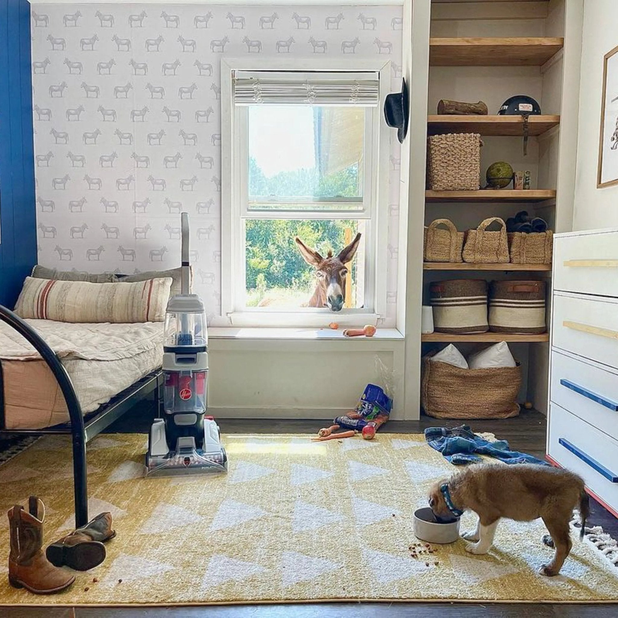 Triangles Modern Geometric Pattern Yellow Kids Rug Well Woven