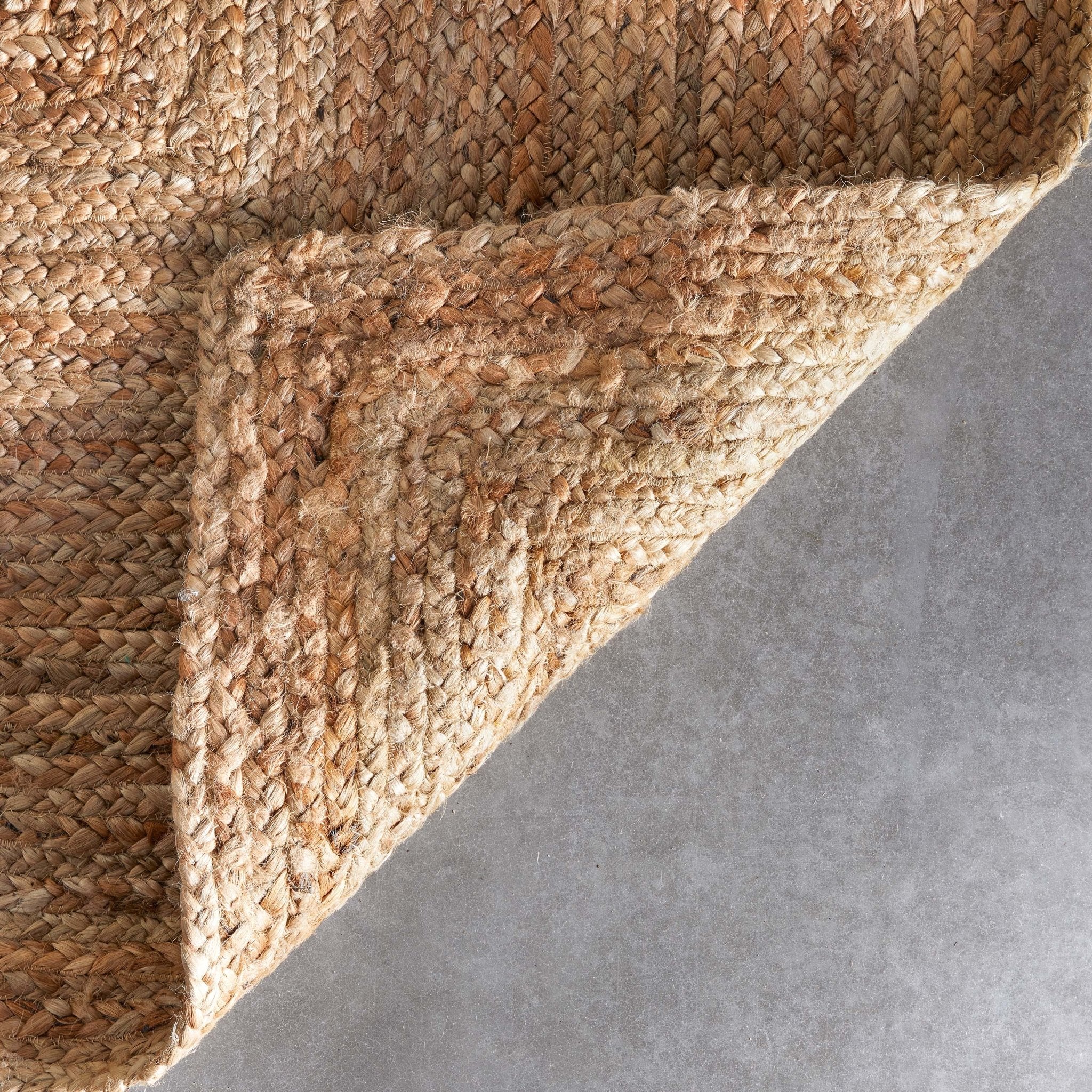 Jemma Natural-Fiber Braided Pattern Natural Hand-Woven Chunky-Textured Rug Well Woven