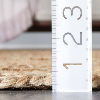 Jemma Natural-Fiber Braided Pattern Natural Hand-Woven Chunky-Textured Rug Well Woven