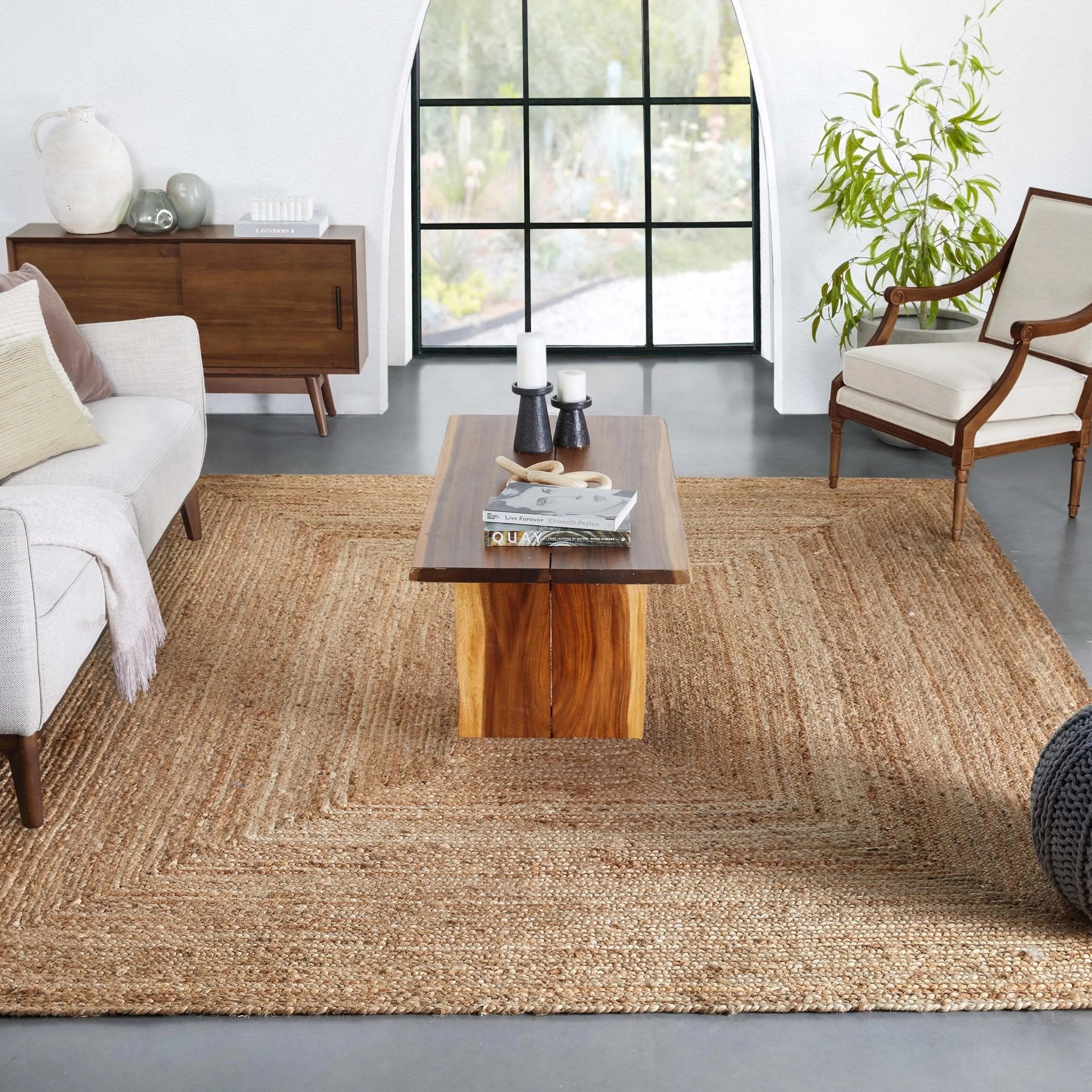 Jemma Natural-Fiber Braided Pattern Natural Hand-Woven Chunky-Textured Rug Well Woven