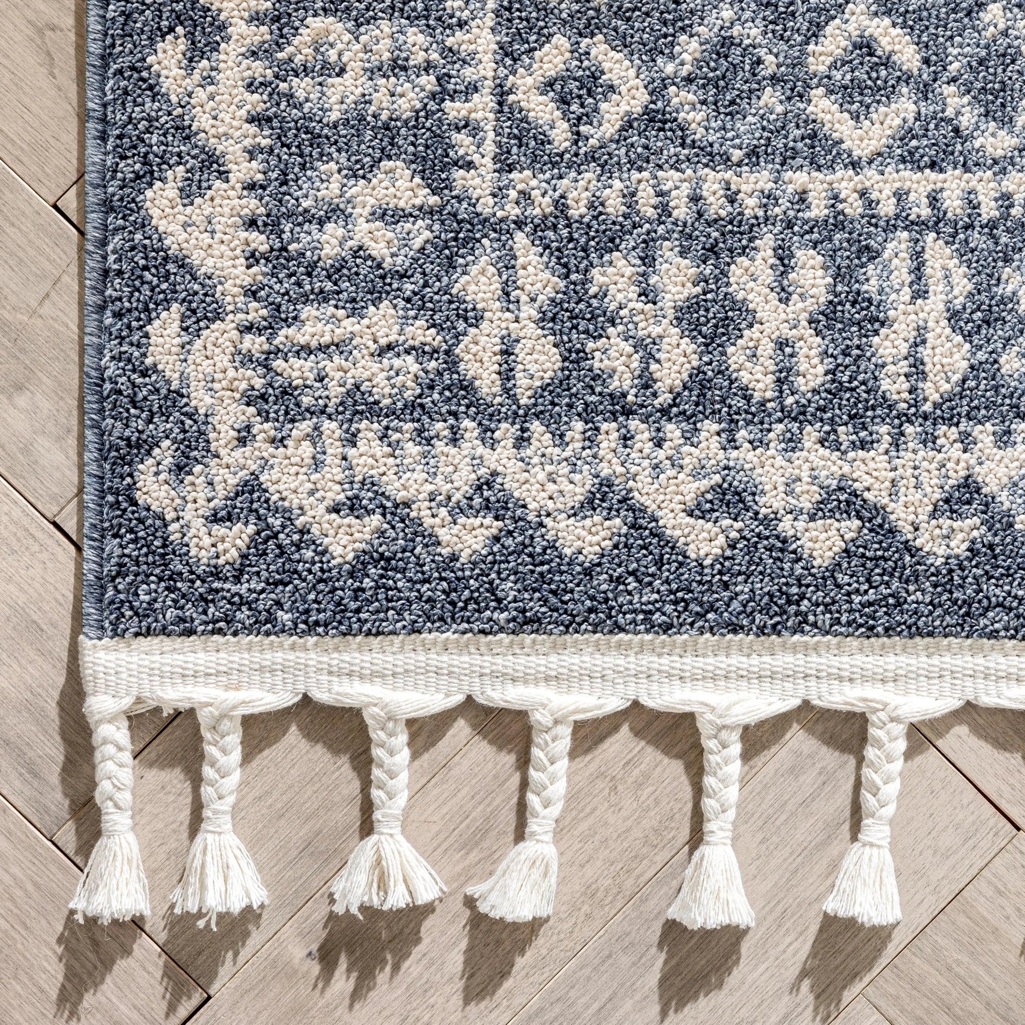 Callista Tribal Trellis Pattern Blue Kilim-Style Rug Well Woven