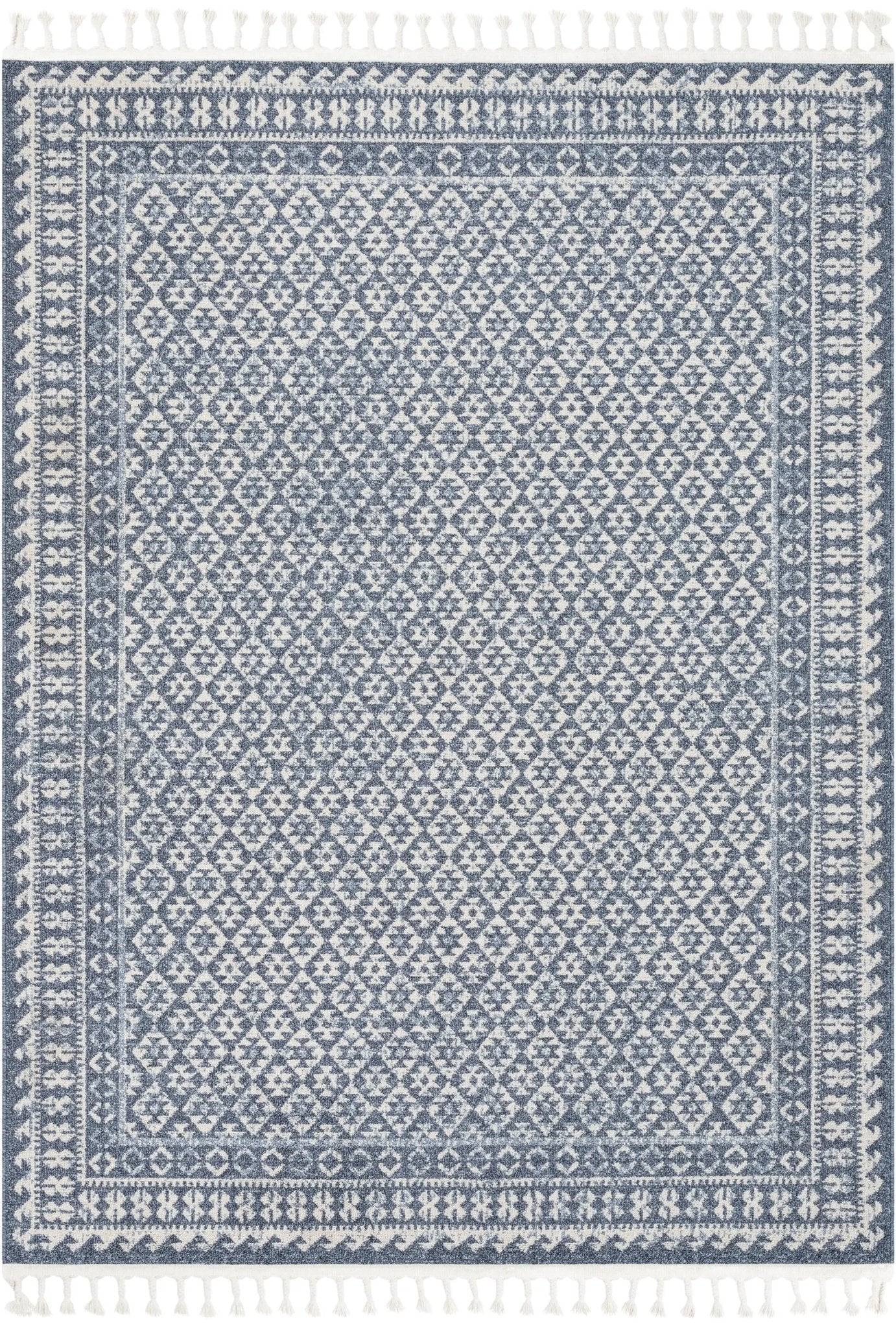 Callista Tribal Trellis Pattern Blue Kilim-Style Rug Well Woven