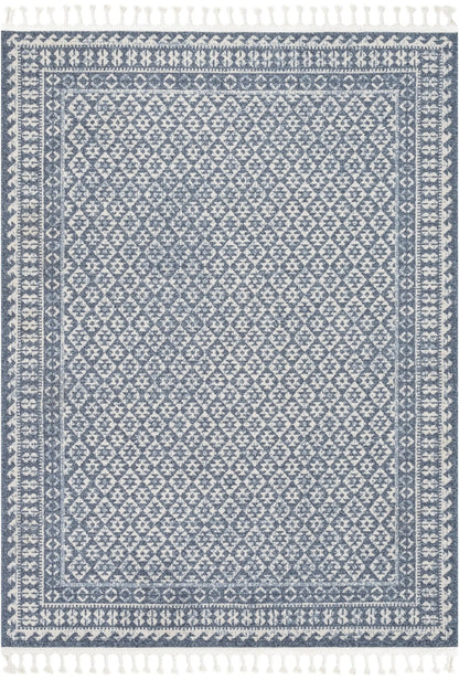 Callista Tribal Trellis Pattern Blue Kilim-Style Rug Well Woven