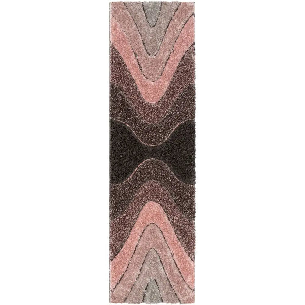 Luz Modern Geometric Blush 3D Textured Thick & Soft Shag Rug Well Woven