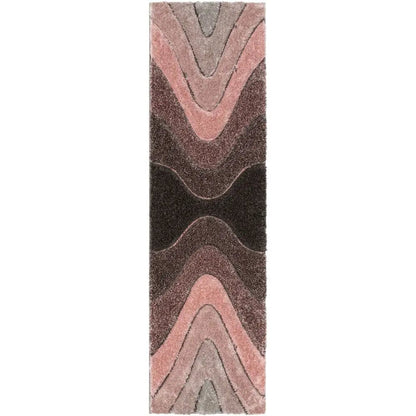 Luz Modern Geometric Blush 3D Textured Thick & Soft Shag Rug Well Woven