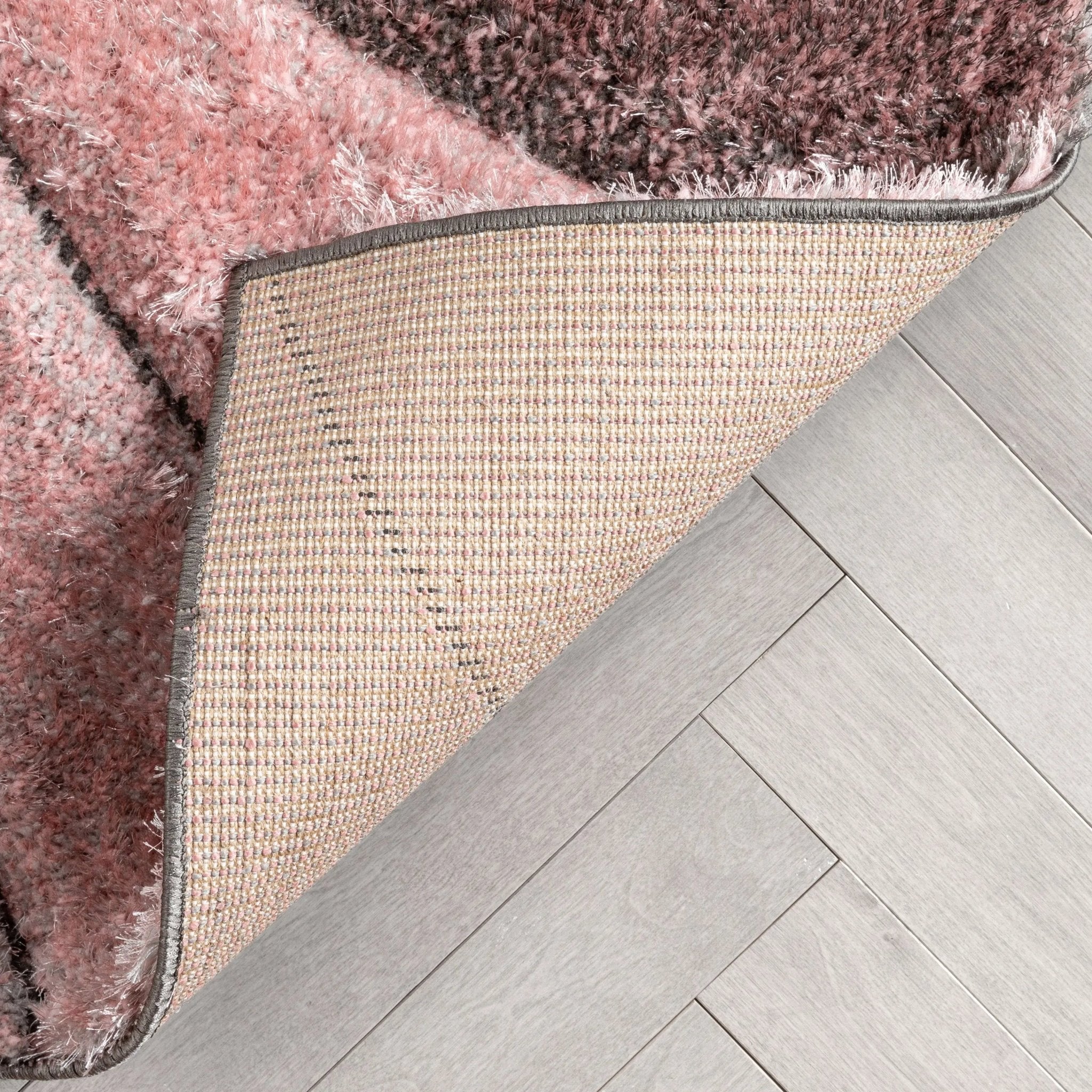 Luz Modern Geometric Blush 3D Textured Thick & Soft Shag Rug Well Woven