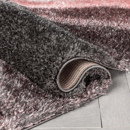 Luz Modern Geometric Blush 3D Textured Thick & Soft Shag Rug Well Woven