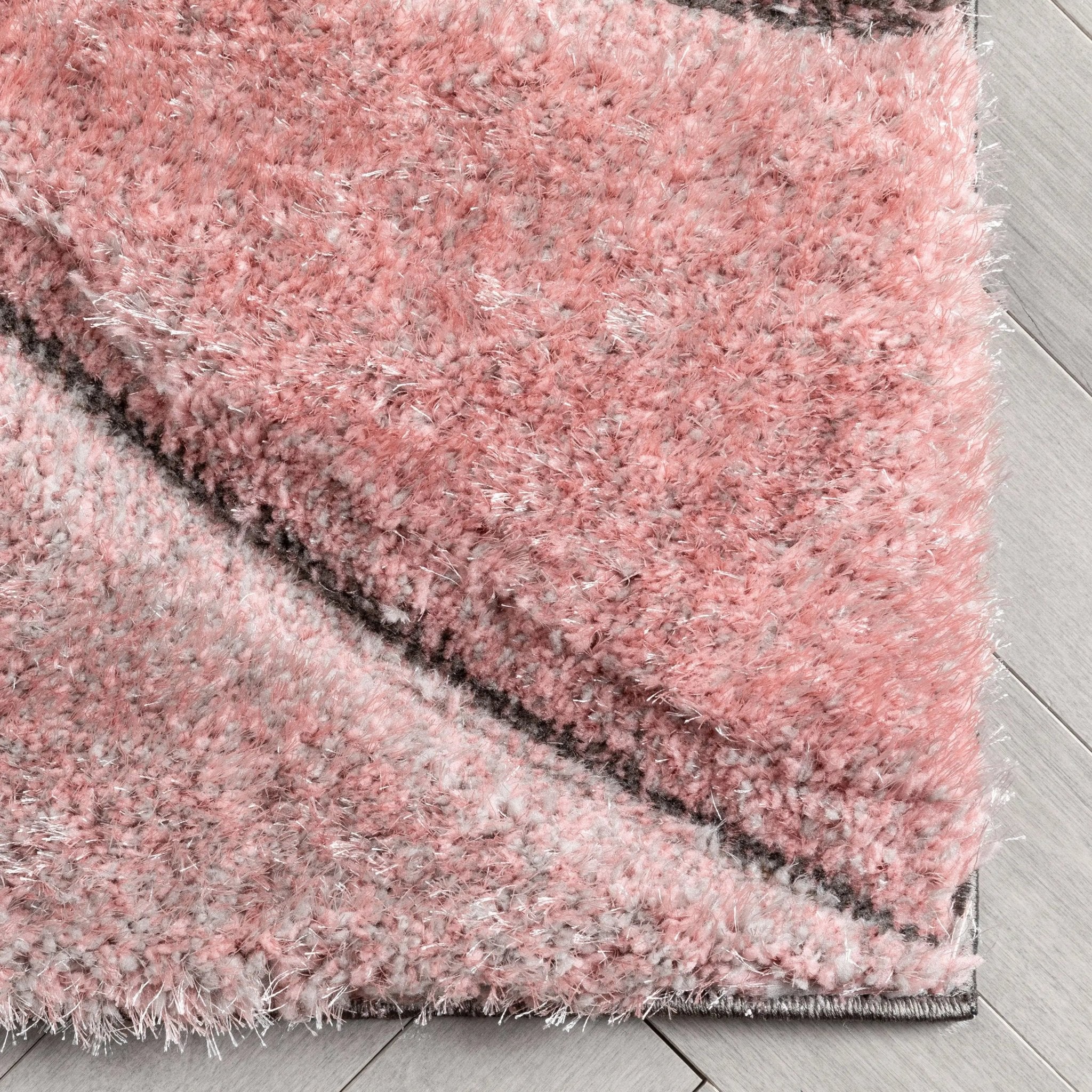 Luz Modern Geometric Blush 3D Textured Thick & Soft Shag Rug Well Woven