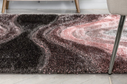 Luz Modern Geometric Blush 3D Textured Thick & Soft Shag Rug Well Woven