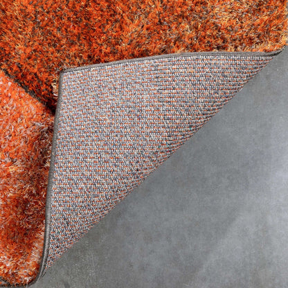 Luz Modern Geometric Grey Orange 3D Textured Thick & Soft Shag Rug Well Woven
