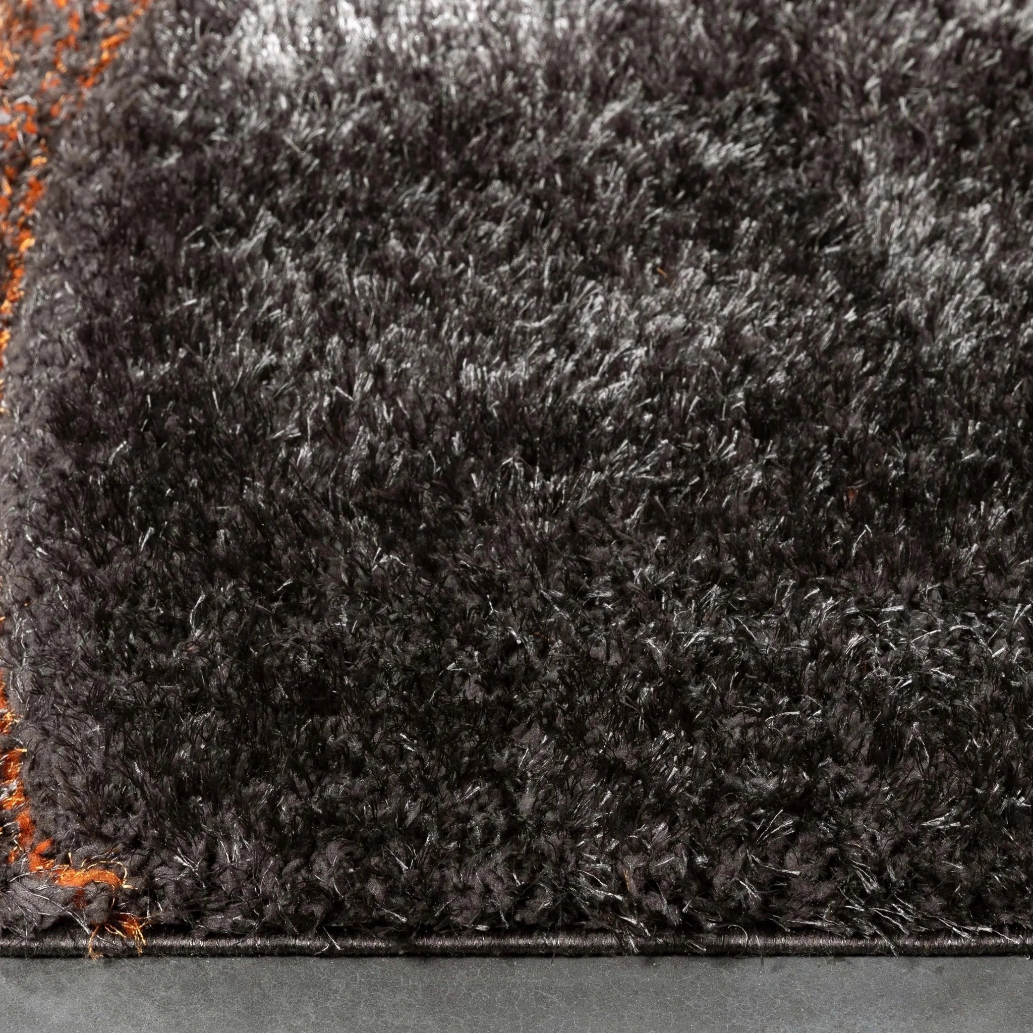 Luz Modern Geometric Grey Orange 3D Textured Thick & Soft Shag Rug Well Woven