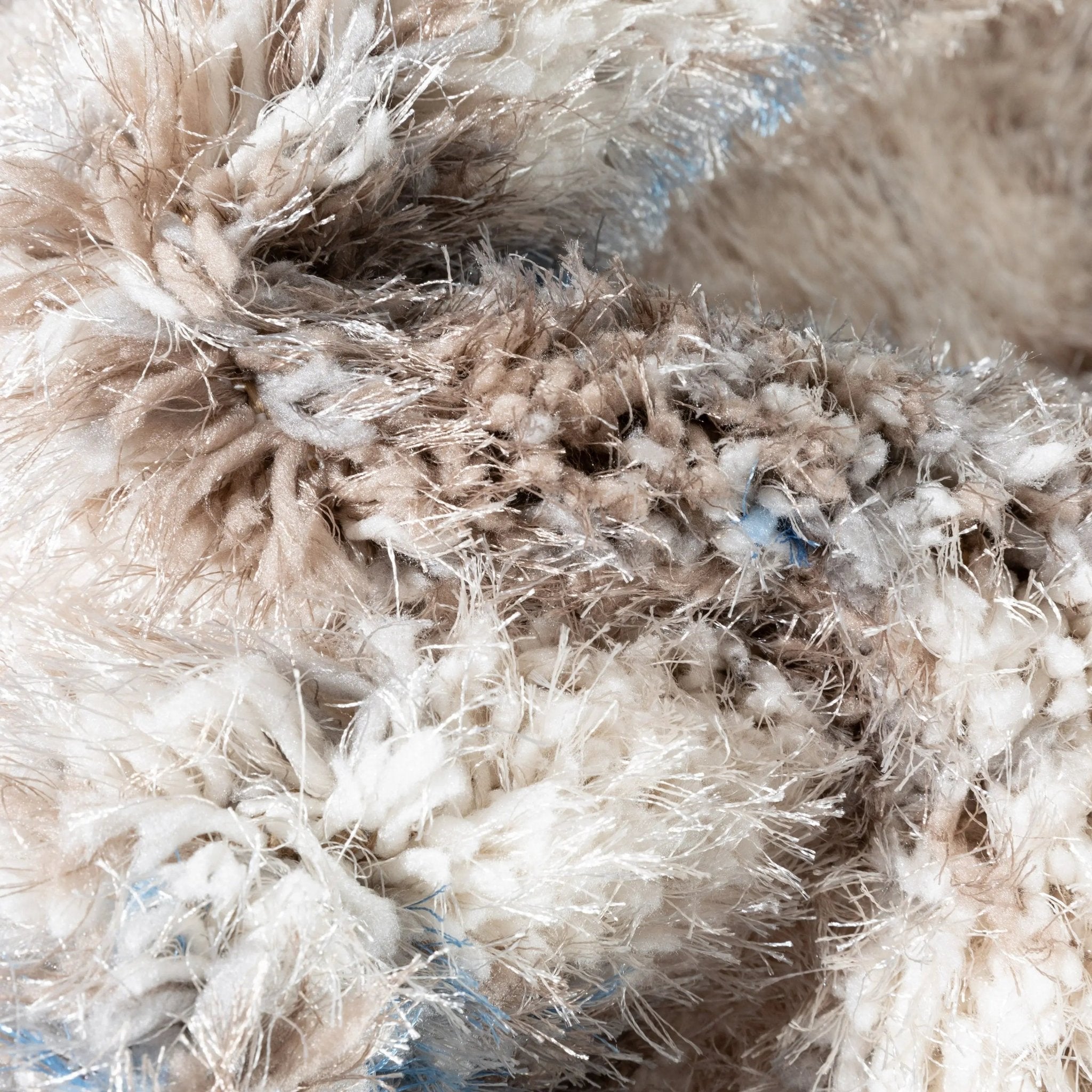 Sariah Modern Abstract Ivory Blue Shag Rug Well Woven