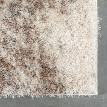 Sariah Modern Abstract Ivory Blue Shag Rug Well Woven