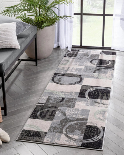 Shai Modern Geometric Grey Green Rug Well Woven