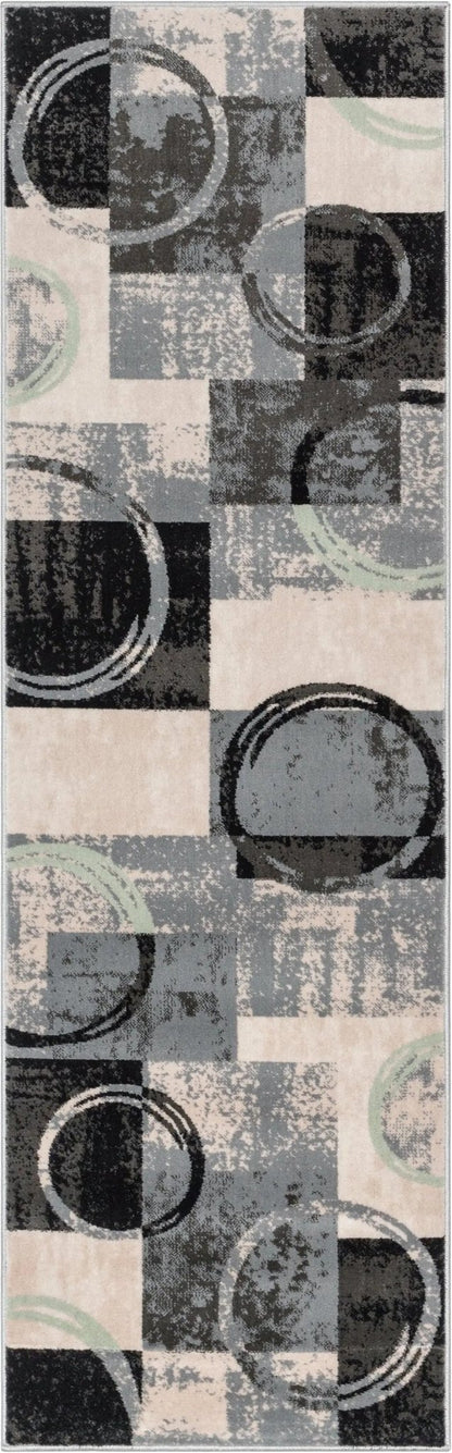 Shai Modern Geometric Grey Green Rug Well Woven